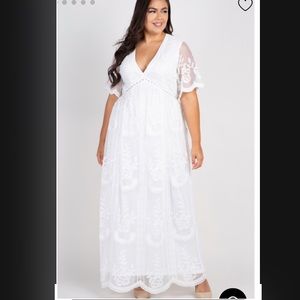 Pink Blush Maternity Lace Mesh Overlay Plus Maxi